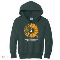 Multiple Sclerosis Warrior Awareness Sunflower Ribbon Kids Hoodie thumb 0
