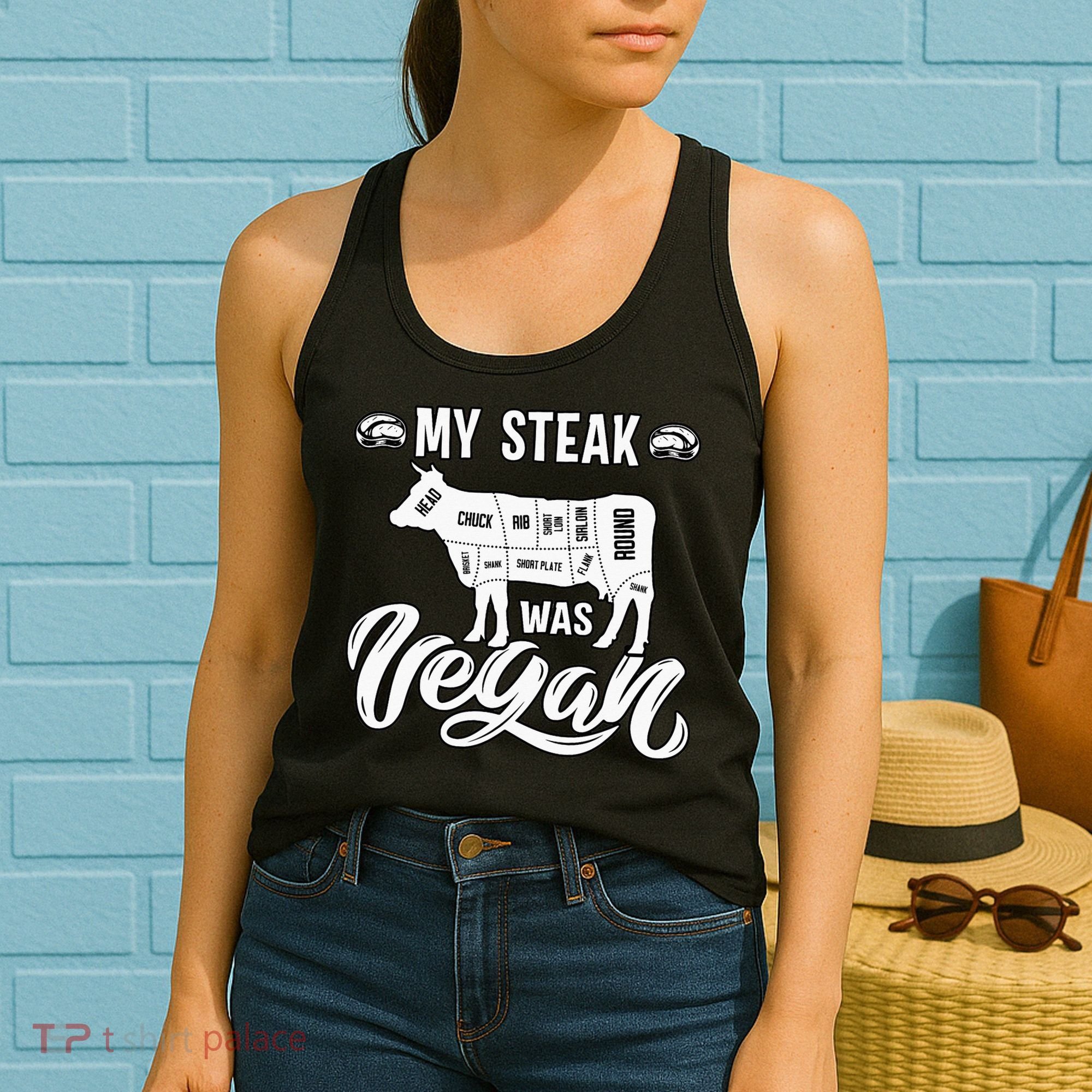 My Steak was Vegan Anti Vegan Meat Lover Funny Saying Women's Tank Top