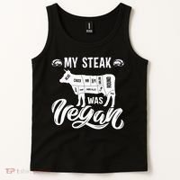 My Steak was Vegan Anti Vegan Meat Lover Funny Saying Tank Top thumb 2