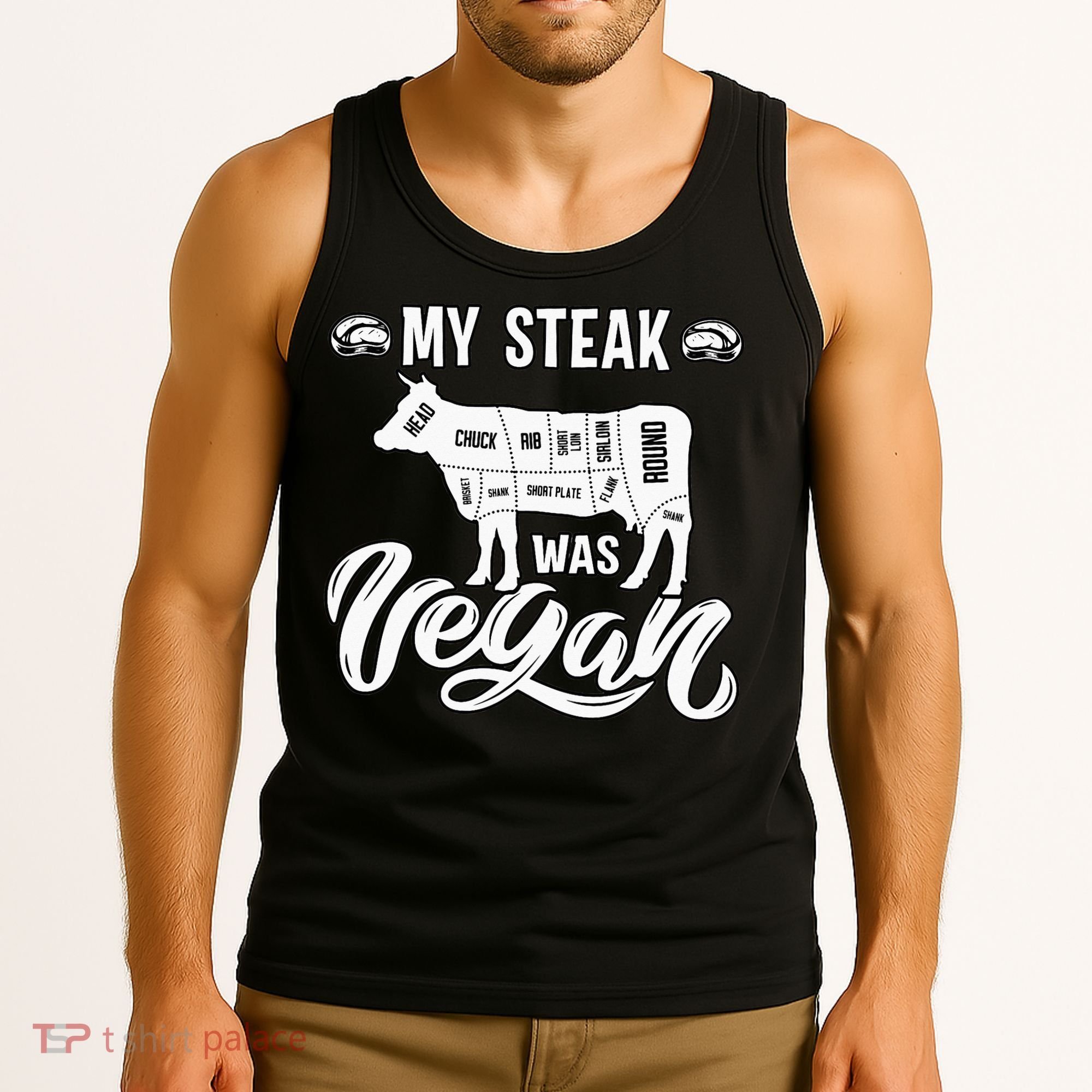 My Steak was Vegan Anti Vegan Meat Lover Funny Saying Tank Top