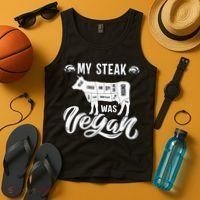 My Steak was Vegan Anti Vegan Meat Lover Funny Saying Tank Top thumb 4
