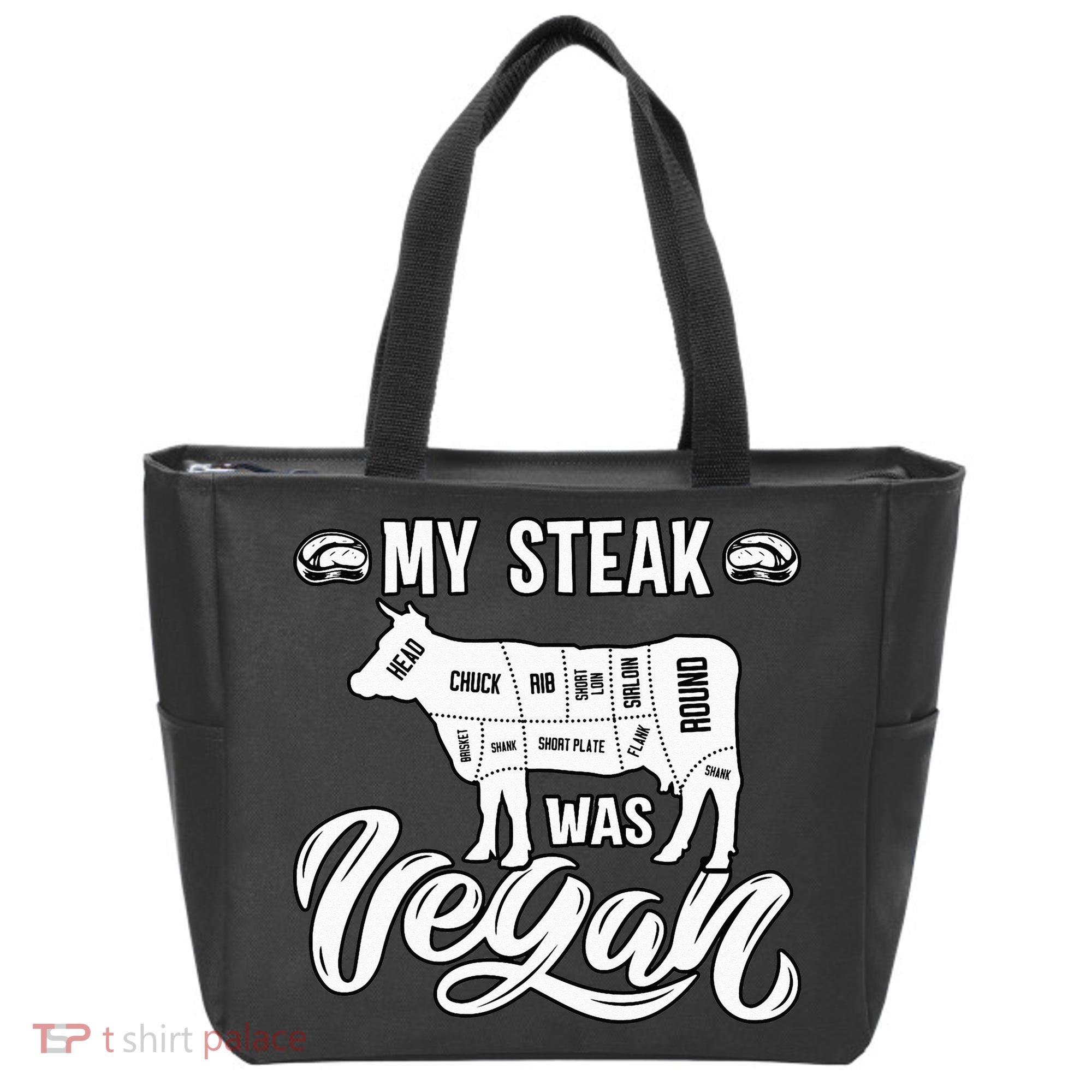 My Steak was Vegan Anti Vegan Meat Lover Funny Saying Tote Bag