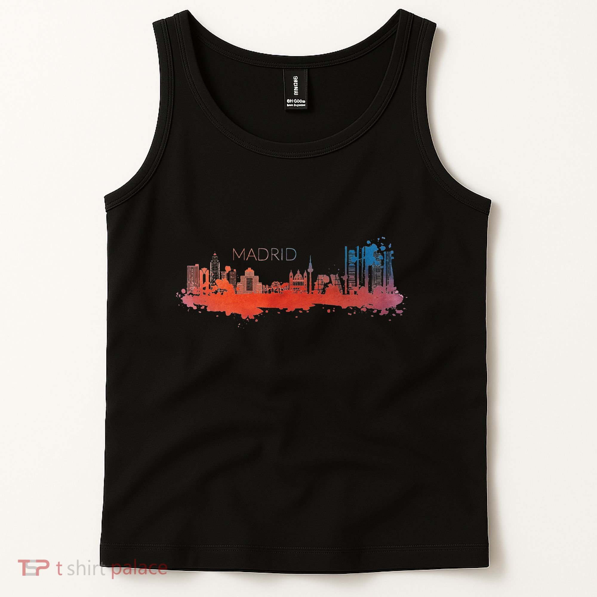 Madrid Skyline Watercolour Spain Souvenir Gift Tank Top