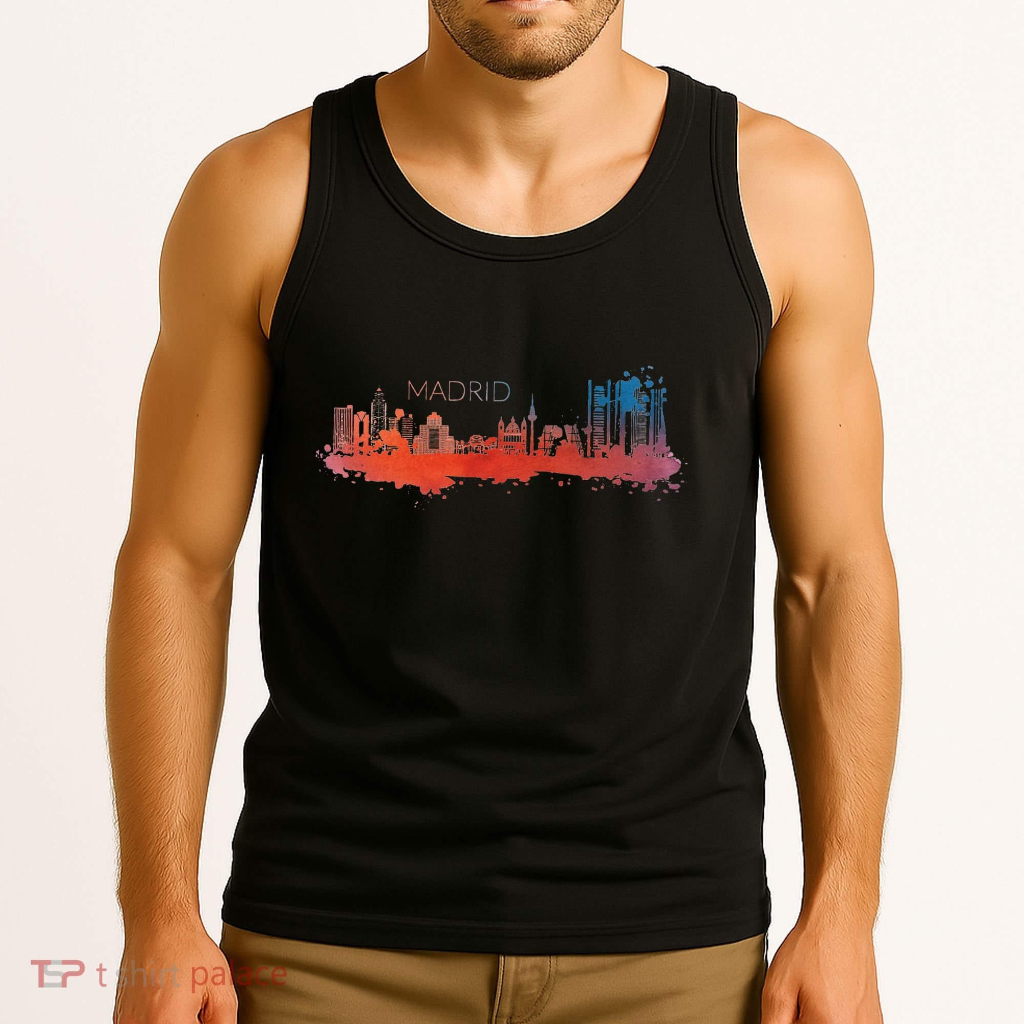 Madrid Skyline Watercolour Spain Souvenir Gift Tank Top