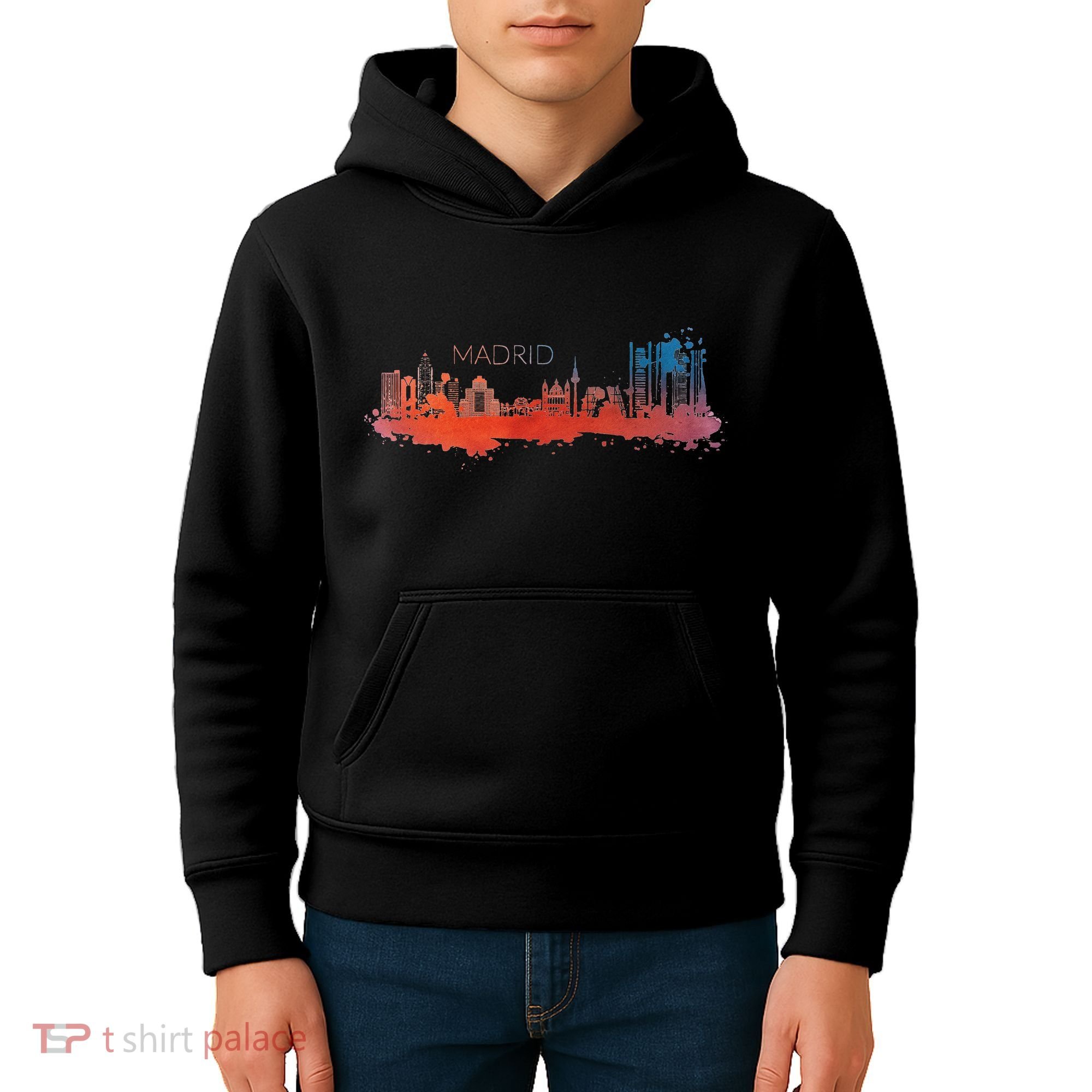 Madrid Skyline Watercolour Spain Souvenir Gift Kids Hoodie