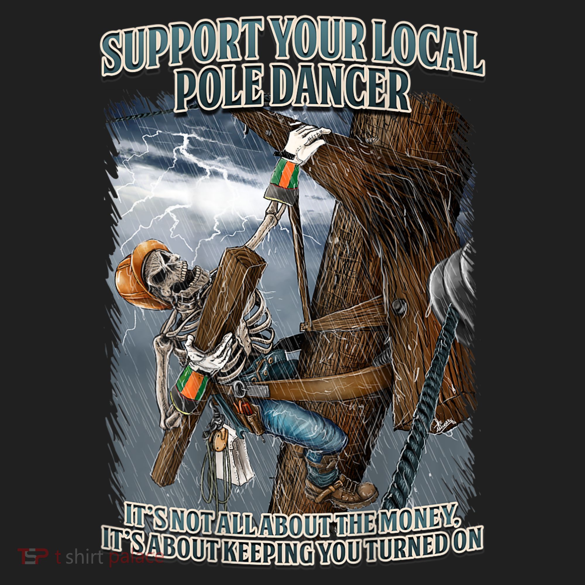 Mens Support Your Local Pole Dancer Lineman Women's Sweatshirt