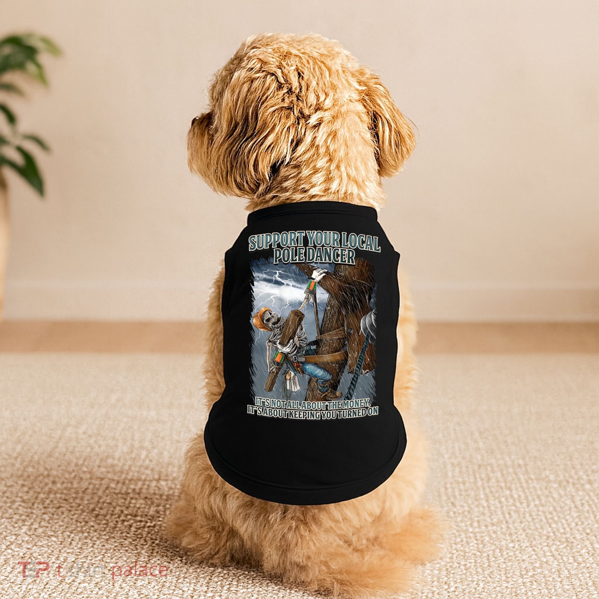 Mens Support Your Local Pole Dancer Lineman Doggie Tank