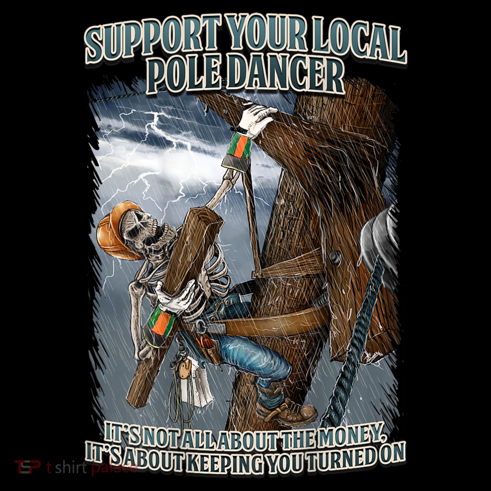 Mens Support Your Local Pole Dancer Lineman Women's Long Sleeve Shirt