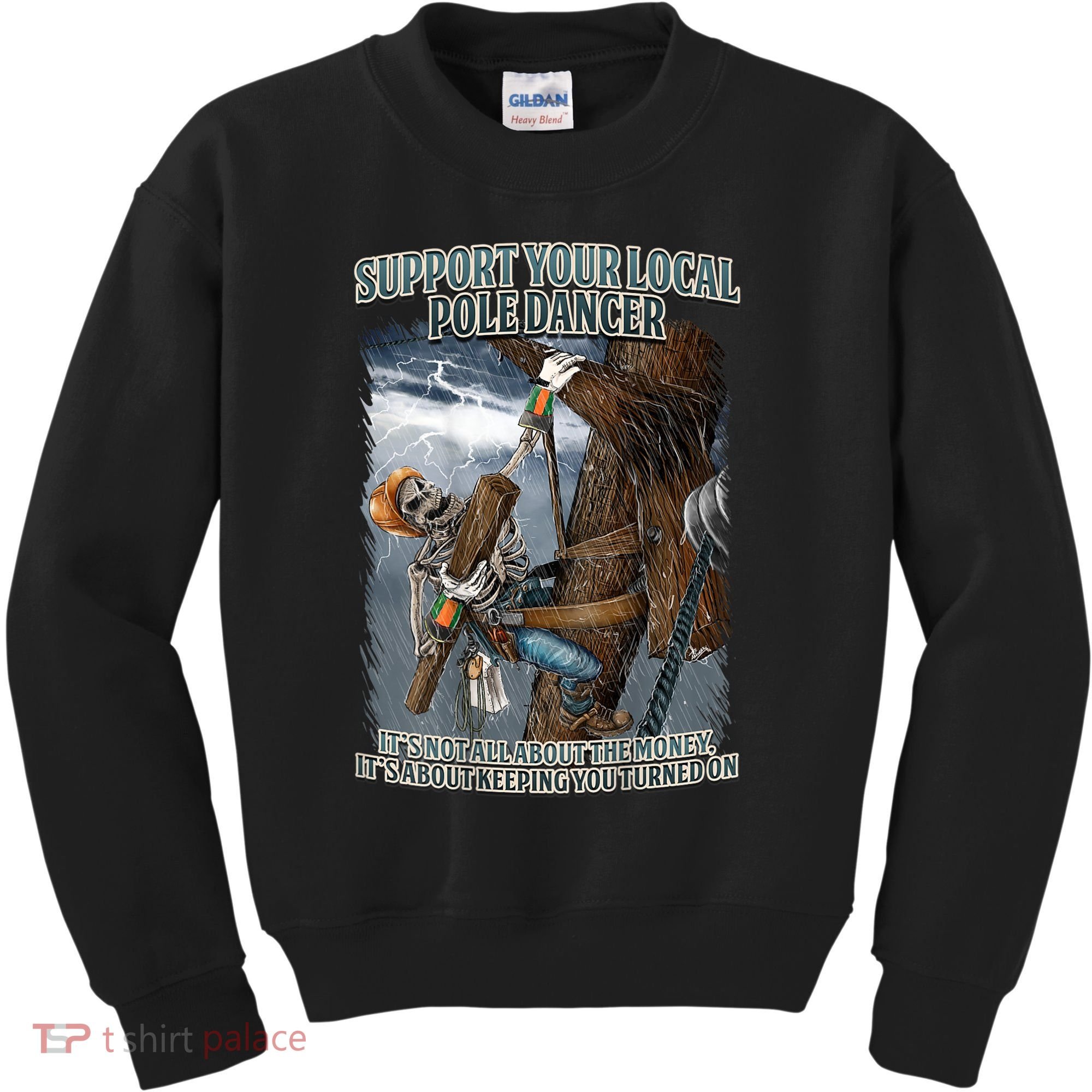 Mens Support Your Local Pole Dancer Lineman Kids Sweatshirt