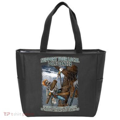 Mens Support Your Local Pole Dancer Lineman Tote Bag