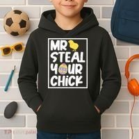 Mr Steal Your Chick Funny Chicken Egg Kids Hoodie thumb 2