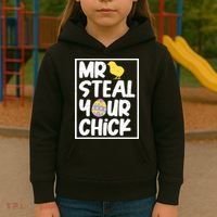 Mr Steal Your Chick Funny Chicken Egg Kids Hoodie thumb 3