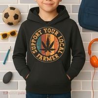 Marijuana Support Your Local Farmer Cannabis Grower Kids Hoodie thumb 2