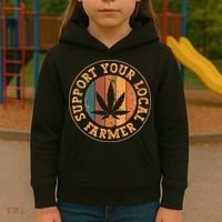 Marijuana Support Your Local Farmer Cannabis Grower Kids Hoodie thumb 3