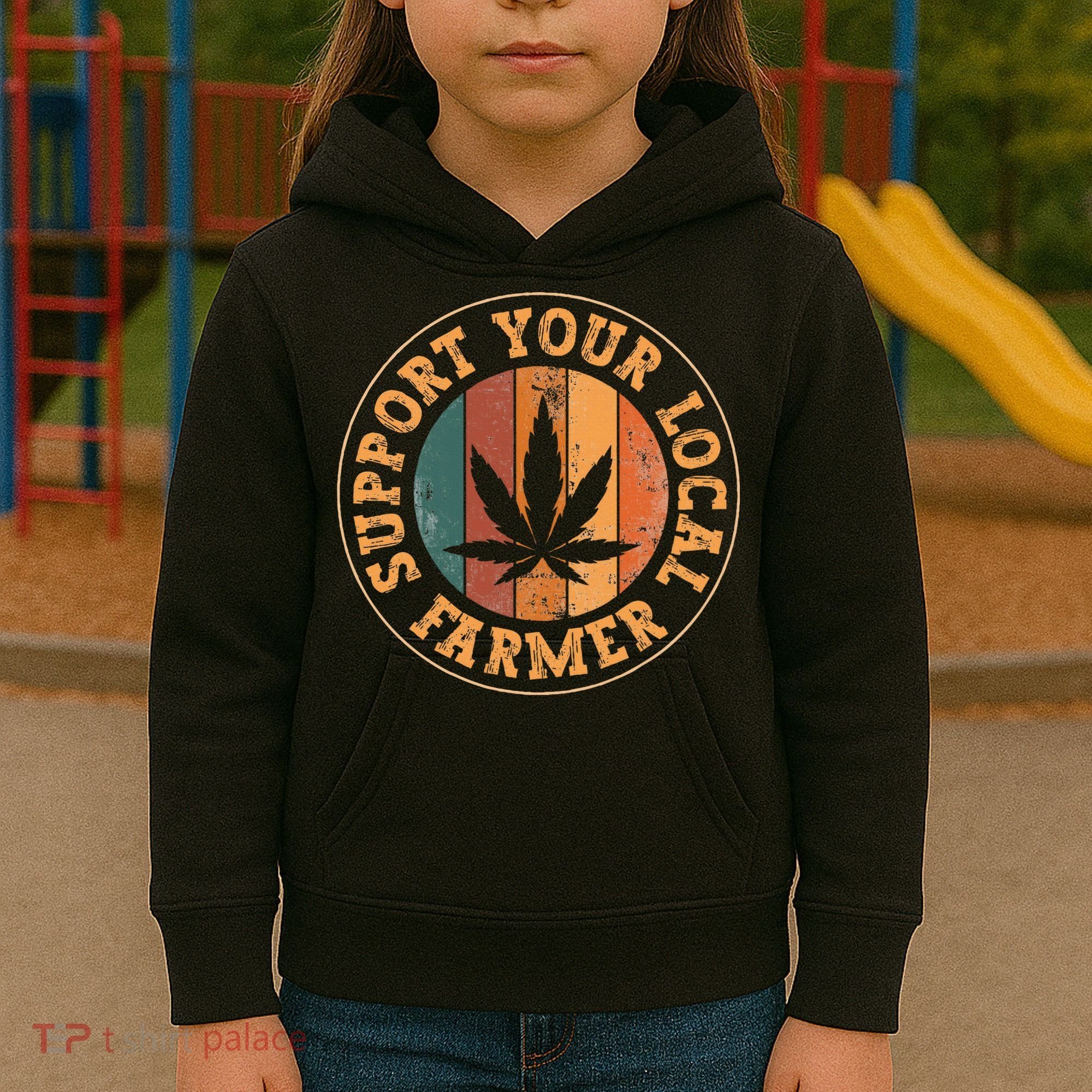 Marijuana Support Your Local Farmer Cannabis Grower Kids Hoodie