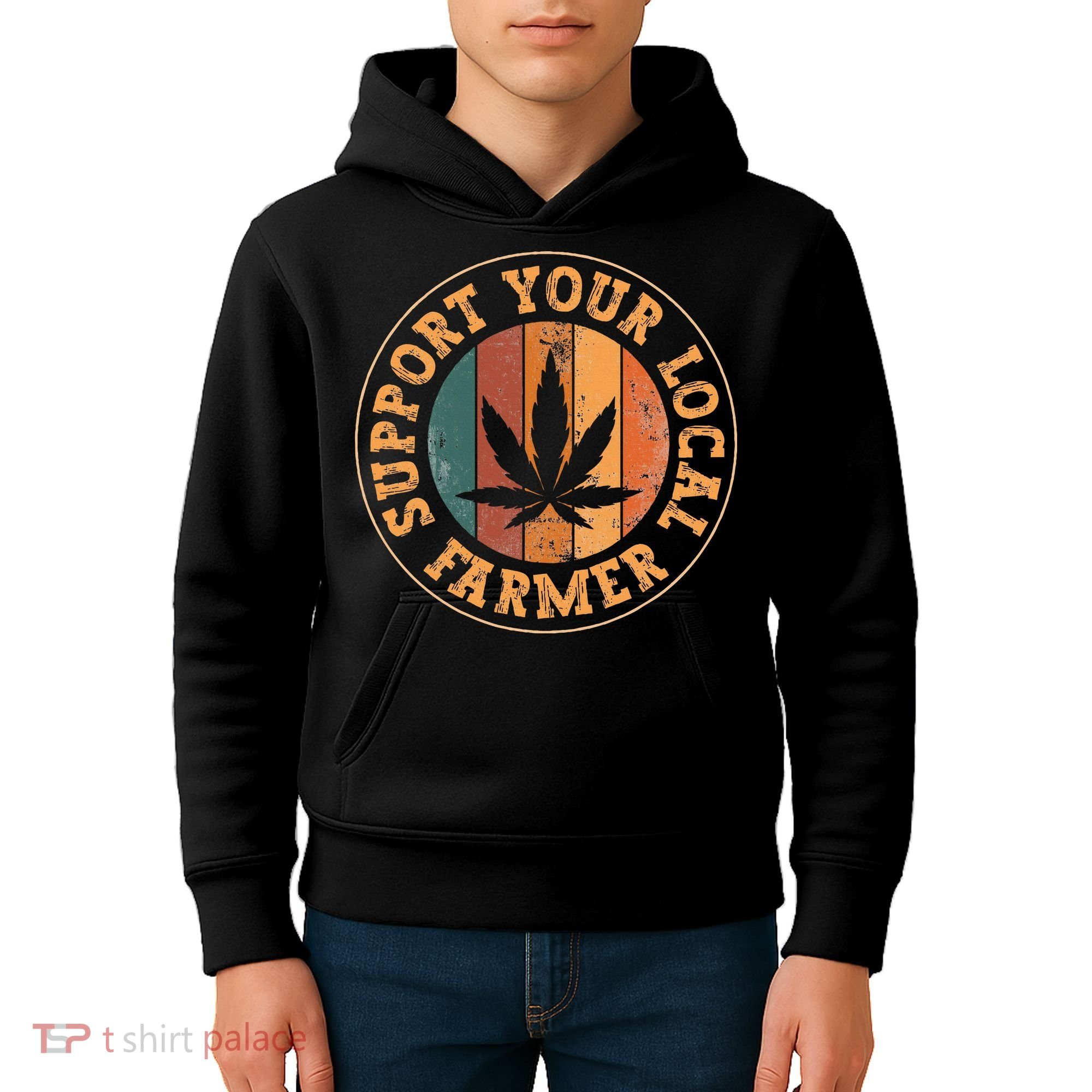 Marijuana Support Your Local Farmer Cannabis Grower Kids Hoodie