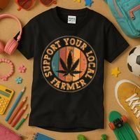 Marijuana Support Your Local Farmer Cannabis Grower Kids T-Shirt thumb 3