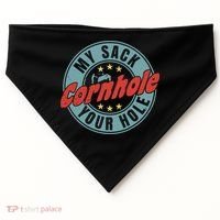 My Sack Your Hole Funny Cornhole Sack Toss Circle Distressed USA-Made Doggie Bandana thumb 0