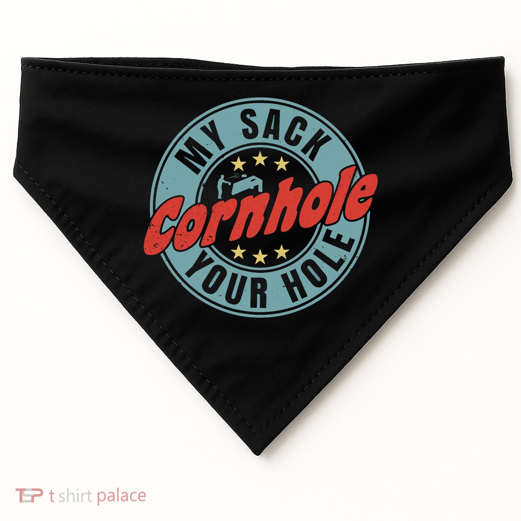 My Sack Your Hole Funny Cornhole Sack Toss Circle Distressed USA-Made Doggie Bandana