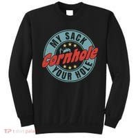 My Sack Your Hole Funny Cornhole Sack Toss Circle Distressed Sweatshirt thumb 0