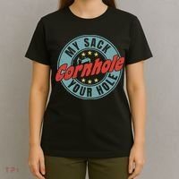 My Sack Your Hole Funny Cornhole Sack Toss Circle Distressed T-Shirt thumb 4