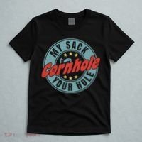 My Sack Your Hole Funny Cornhole Sack Toss Circle Distressed T-Shirt thumb 5