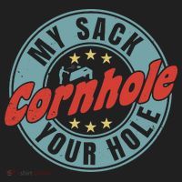 My Sack Your Hole Funny Cornhole Sack Toss Circle Distressed Beanie thumb 2