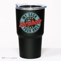 My Sack Your Hole Funny Cornhole Sack Toss Circle Distressed Tumbler thumb 0