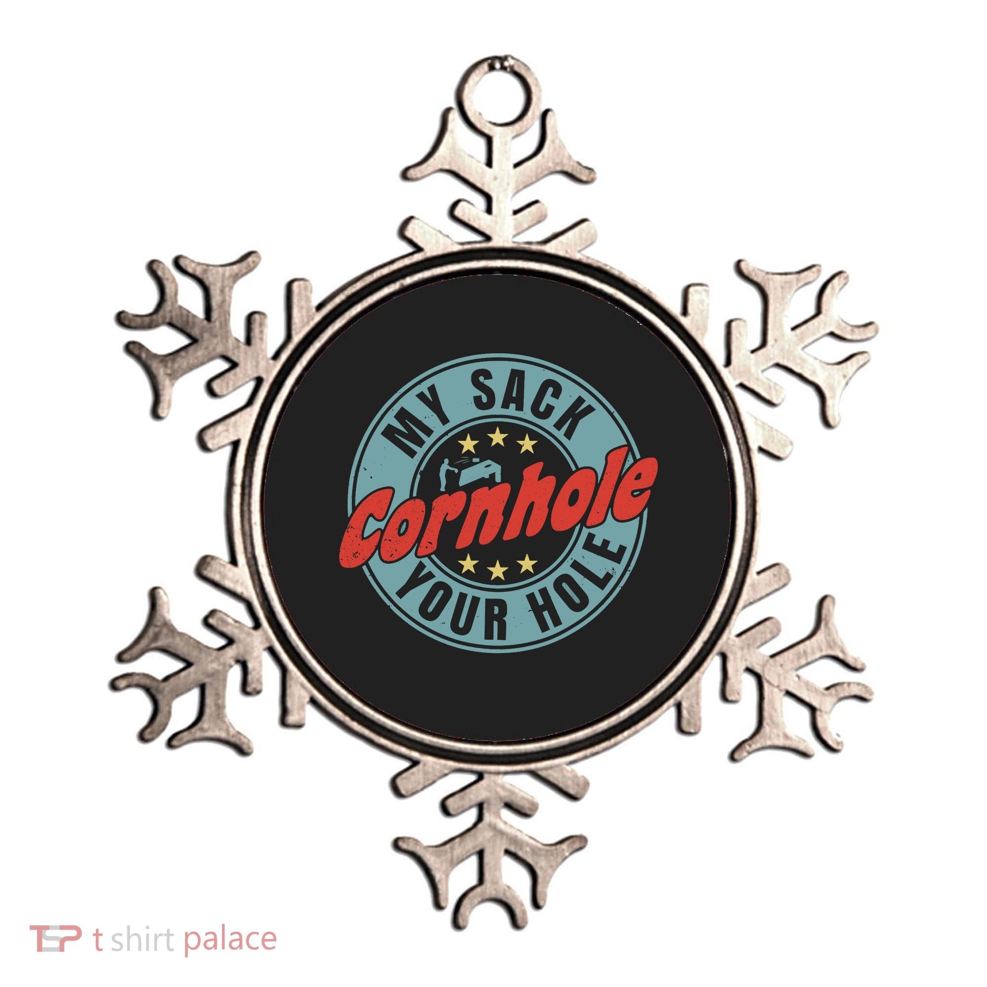 My Sack Your Hole Funny Cornhole Sack Toss Circle Distressed Ornament
