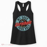 My Sack Your Hole Funny Cornhole Sack Toss Circle Distressed Women's Tank Top thumb 0