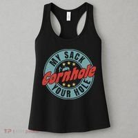 My Sack Your Hole Funny Cornhole Sack Toss Circle Distressed Women's Tank Top thumb 3