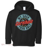 My Sack Your Hole Funny Cornhole Sack Toss Circle Distressed Toddler Hoodie thumb 0