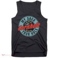 My Sack Your Hole Funny Cornhole Sack Toss Circle Distressed Tank Top thumb 0