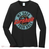 My Sack Your Hole Funny Cornhole Sack Toss Circle Distressed Women's Long Sleeve Shirt thumb 0