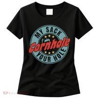 My Sack Your Hole Funny Cornhole Sack Toss Circle Distressed Women's T-Shirt thumb 0