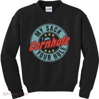 My Sack Your Hole Funny Cornhole Sack Toss Circle Distressed Kids Sweatshirt thumb 0