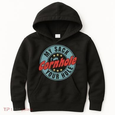 My Sack Your Hole Funny Cornhole Sack Toss Circle Distressed Kids Hoodie