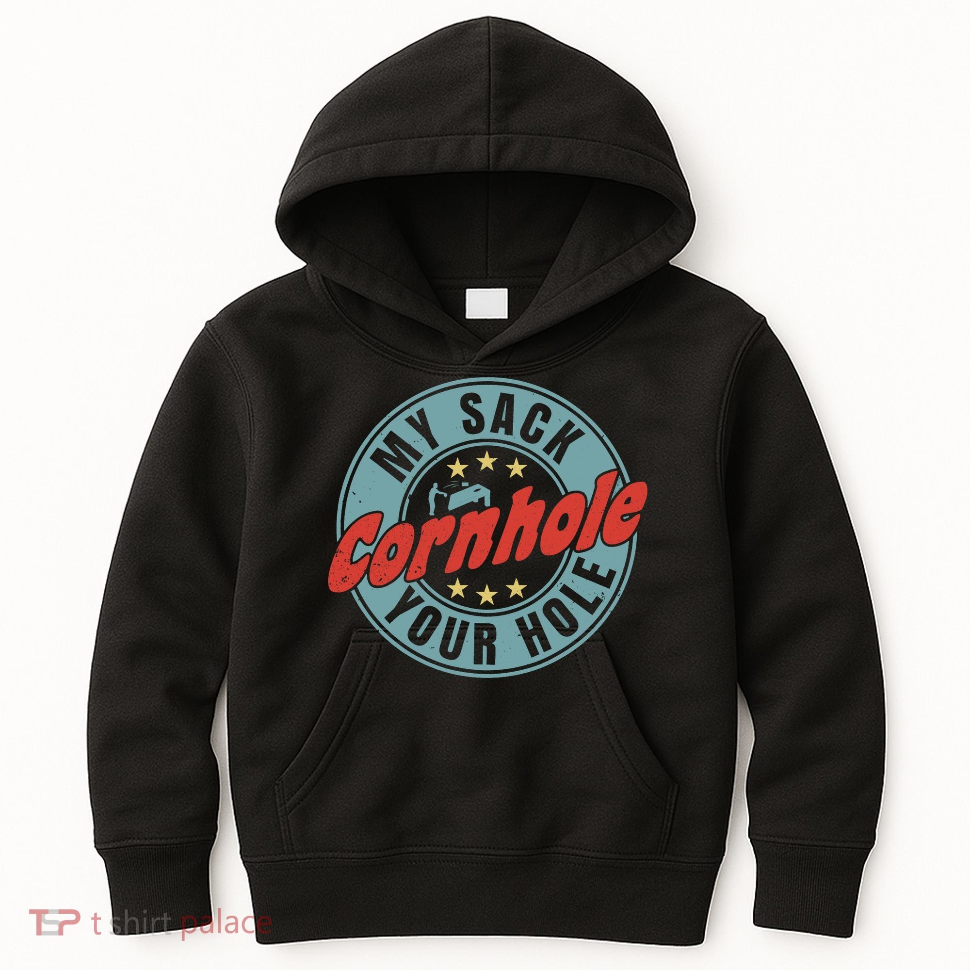 My Sack Your Hole Funny Cornhole Sack Toss Circle Distressed Kids Hoodie