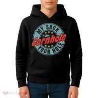My Sack Your Hole Funny Cornhole Sack Toss Circle Distressed Kids Hoodie thumb 4