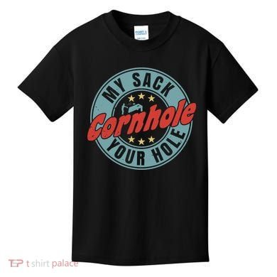 My Sack Your Hole Funny Cornhole Sack Toss Circle Distressed Kids T-Shirt