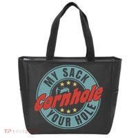 My Sack Your Hole Funny Cornhole Sack Toss Circle Distressed Tote Bag thumb 0