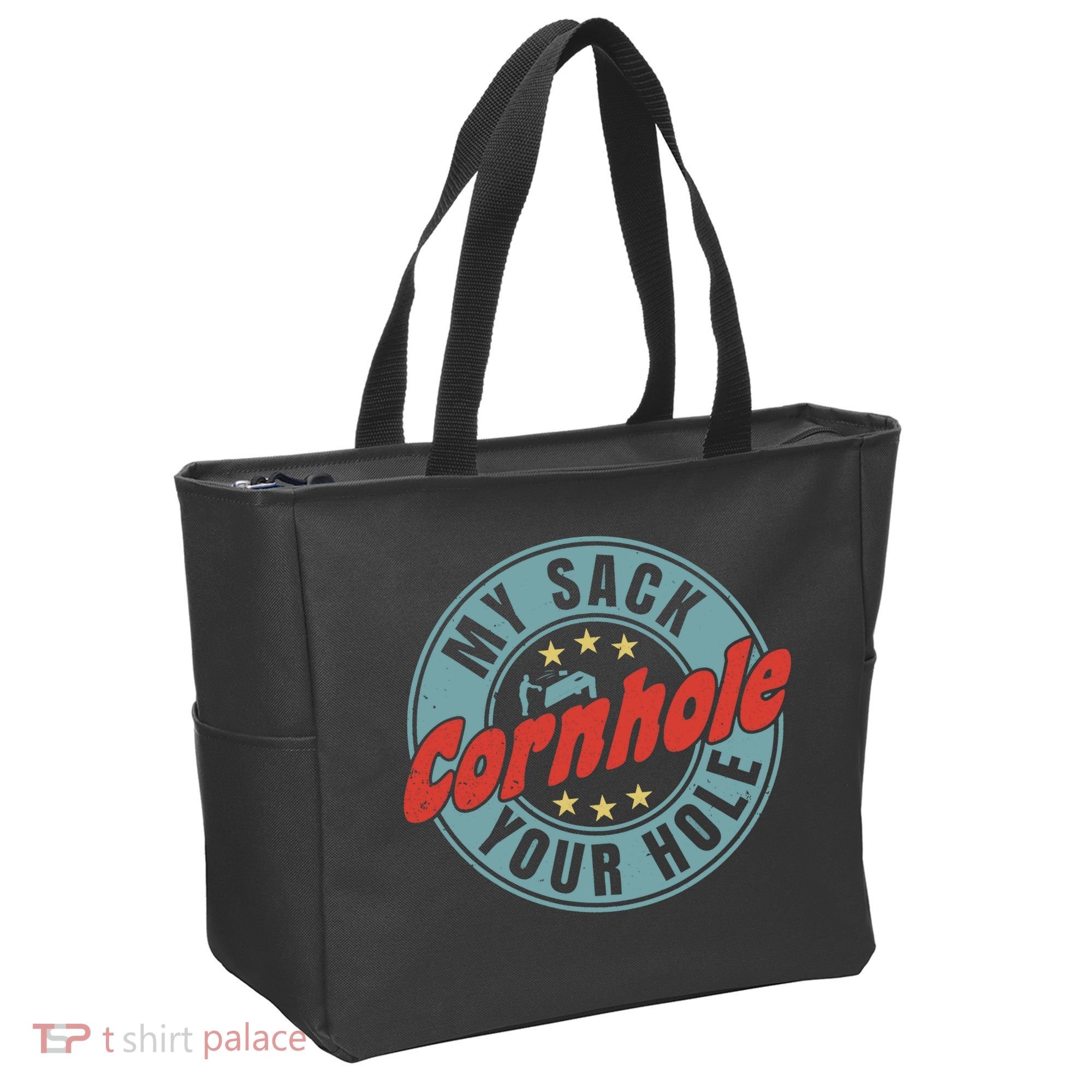 My Sack Your Hole Funny Cornhole Sack Toss Circle Distressed Tote Bag