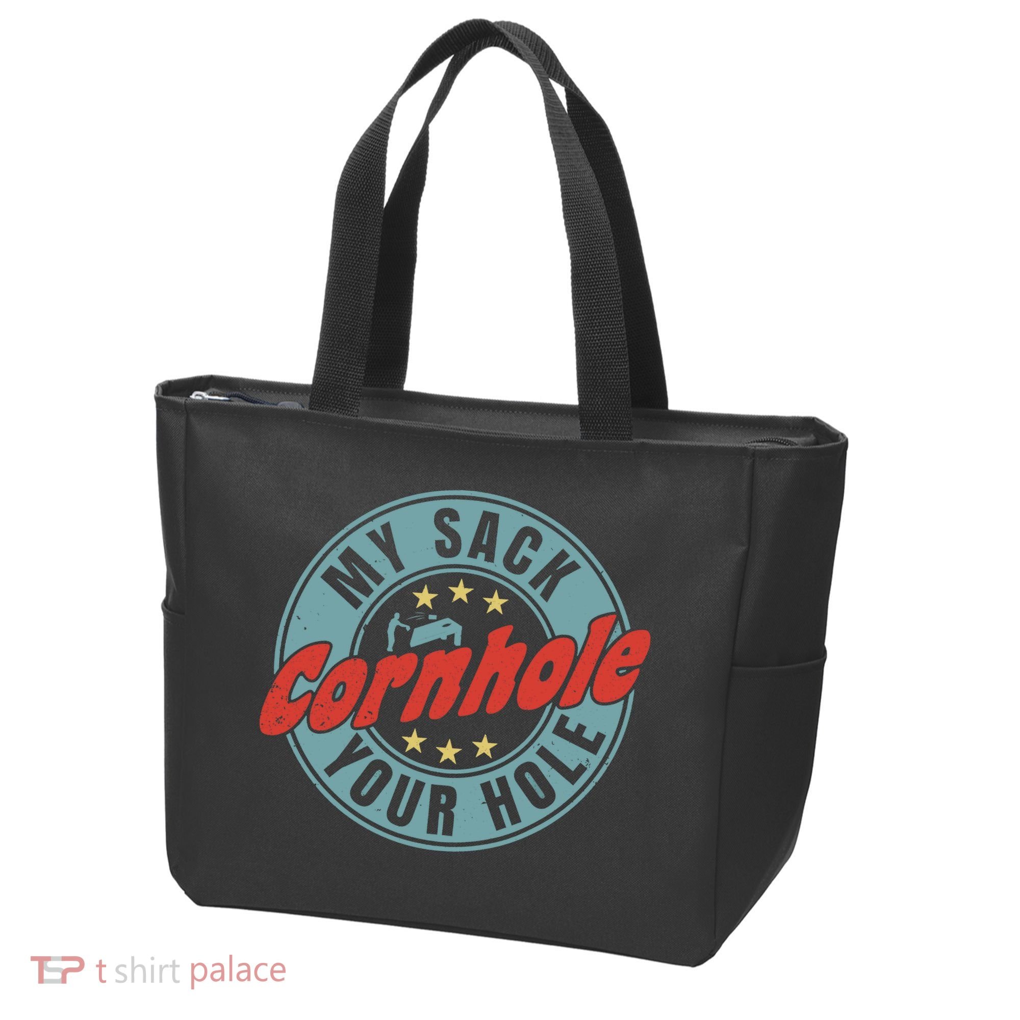 My Sack Your Hole Funny Cornhole Sack Toss Circle Distressed Tote Bag