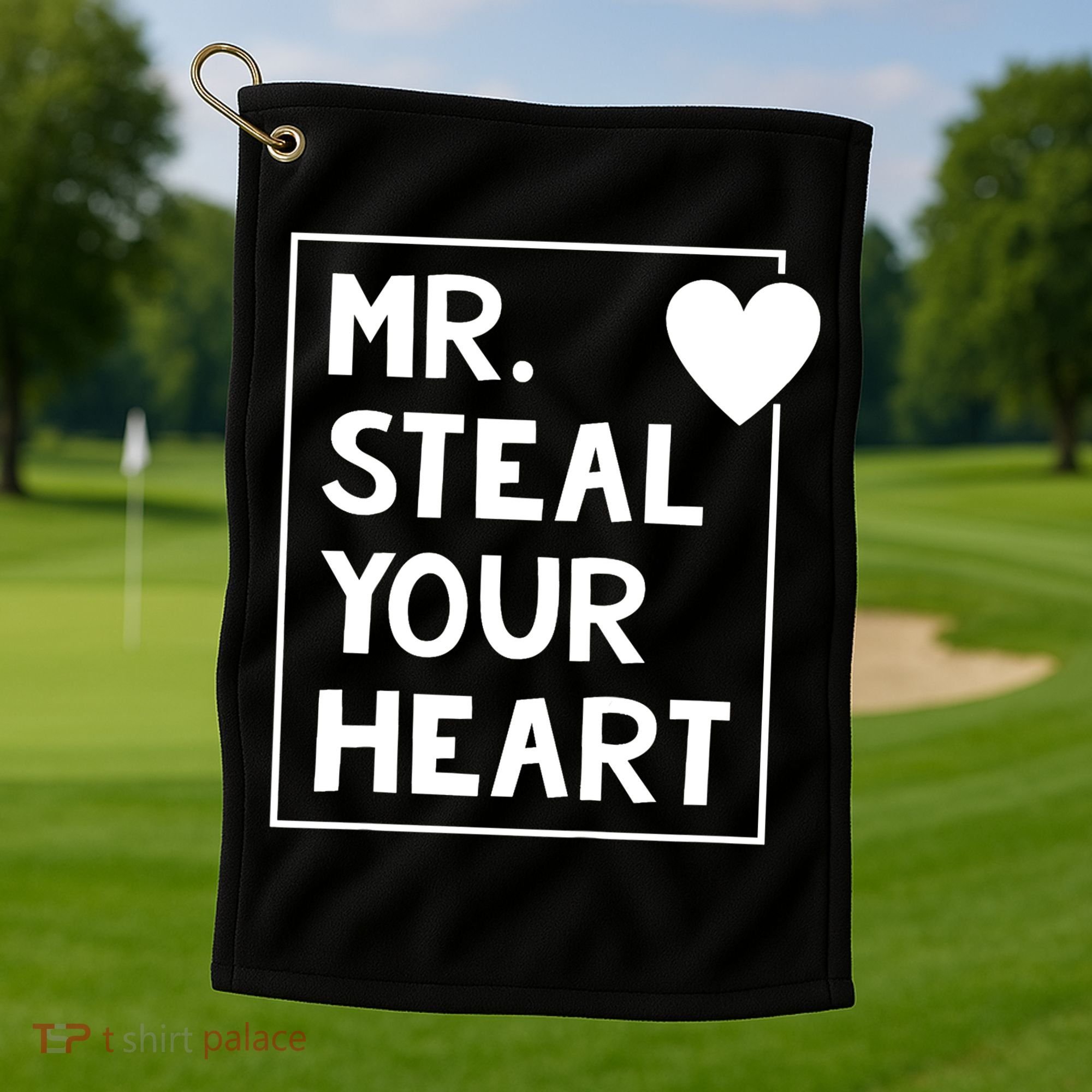 Mr Steal Your Heart Valentines Day Boy Golf Towel