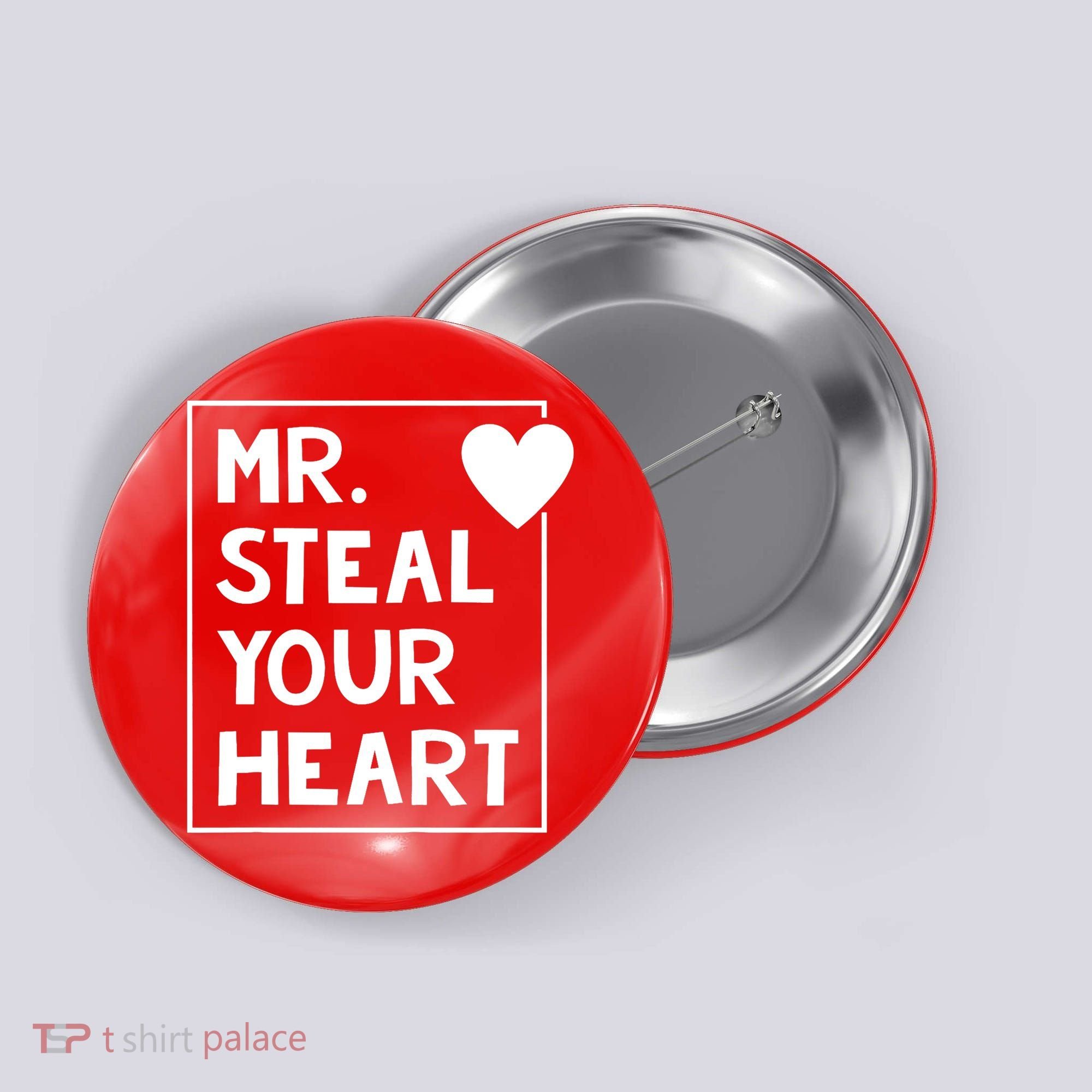 Mr Steal Your Heart Valentines Day Boy Button