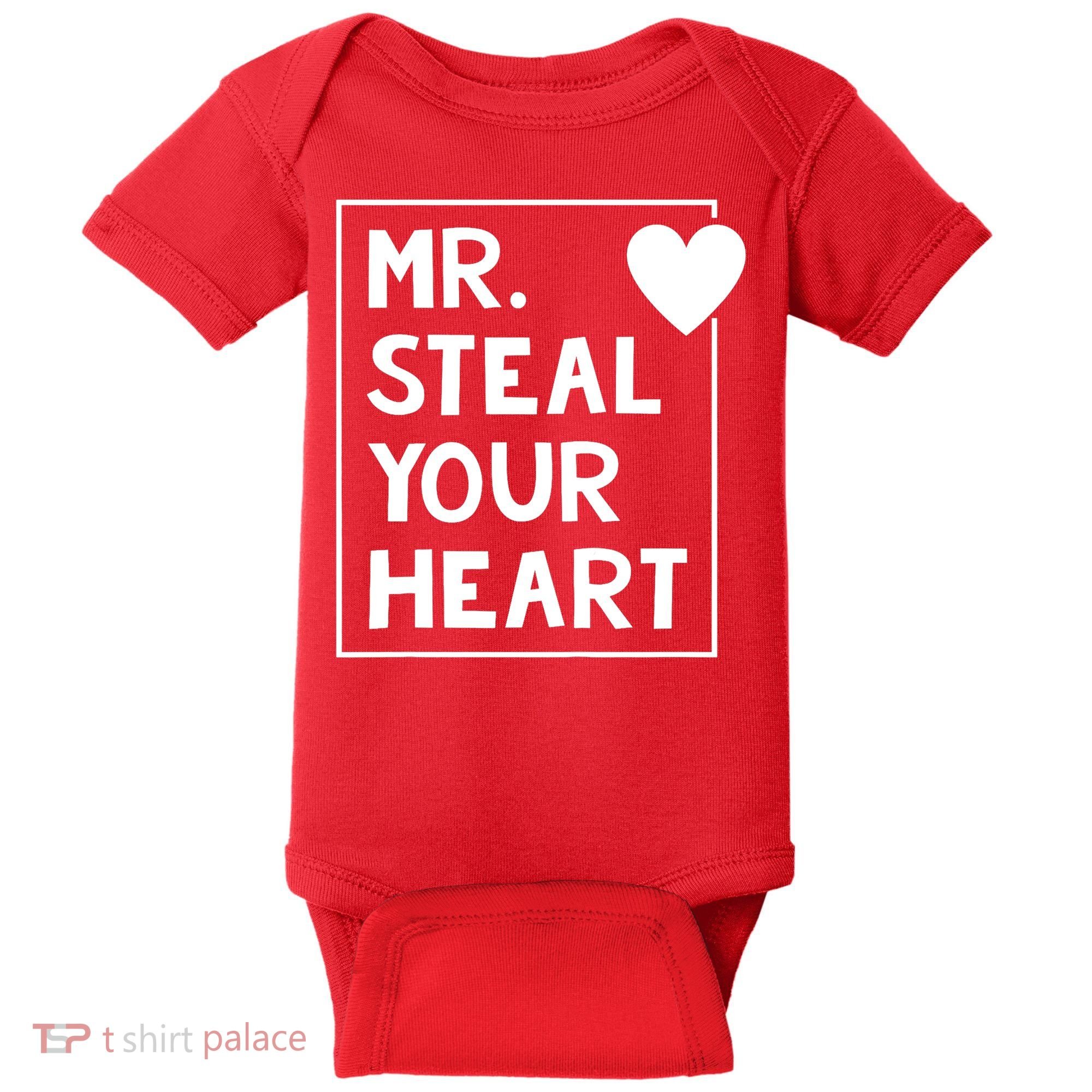 Mr Steal Your Heart Valentines Day Boy Baby Bodysuit