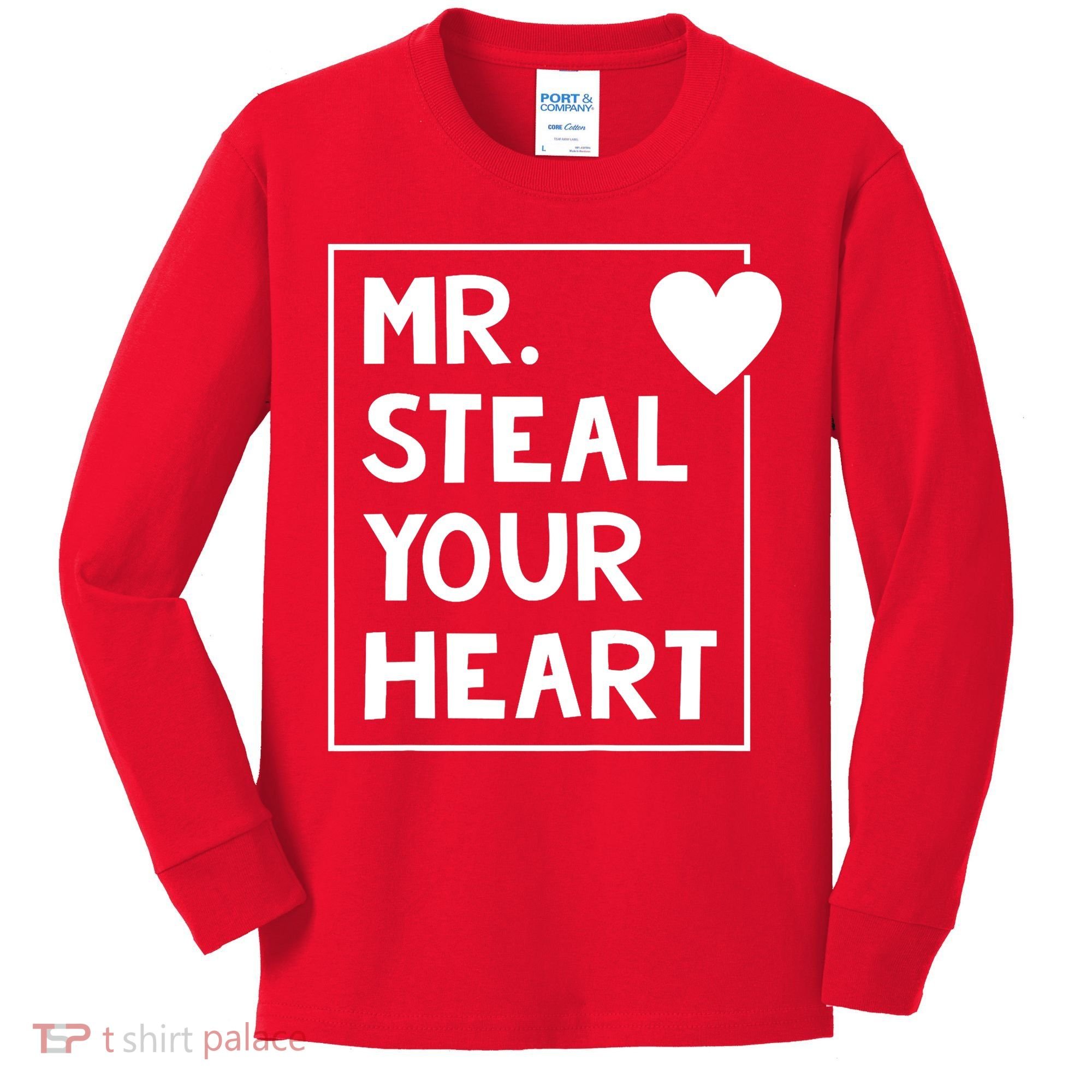 Mr Steal Your Heart Valentines Day Boy Kids Long Sleeve Shirt