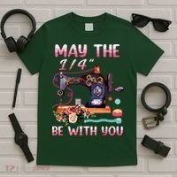 May The 14 Be With You Sewing Machine Quilting T-Shirt thumb 5