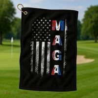 Maga Trump 2024 Us Flag American Golf Towel thumb 1