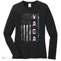 Maga Trump 2024 Us Flag American Women's Long Sleeve Shirt thumb 0